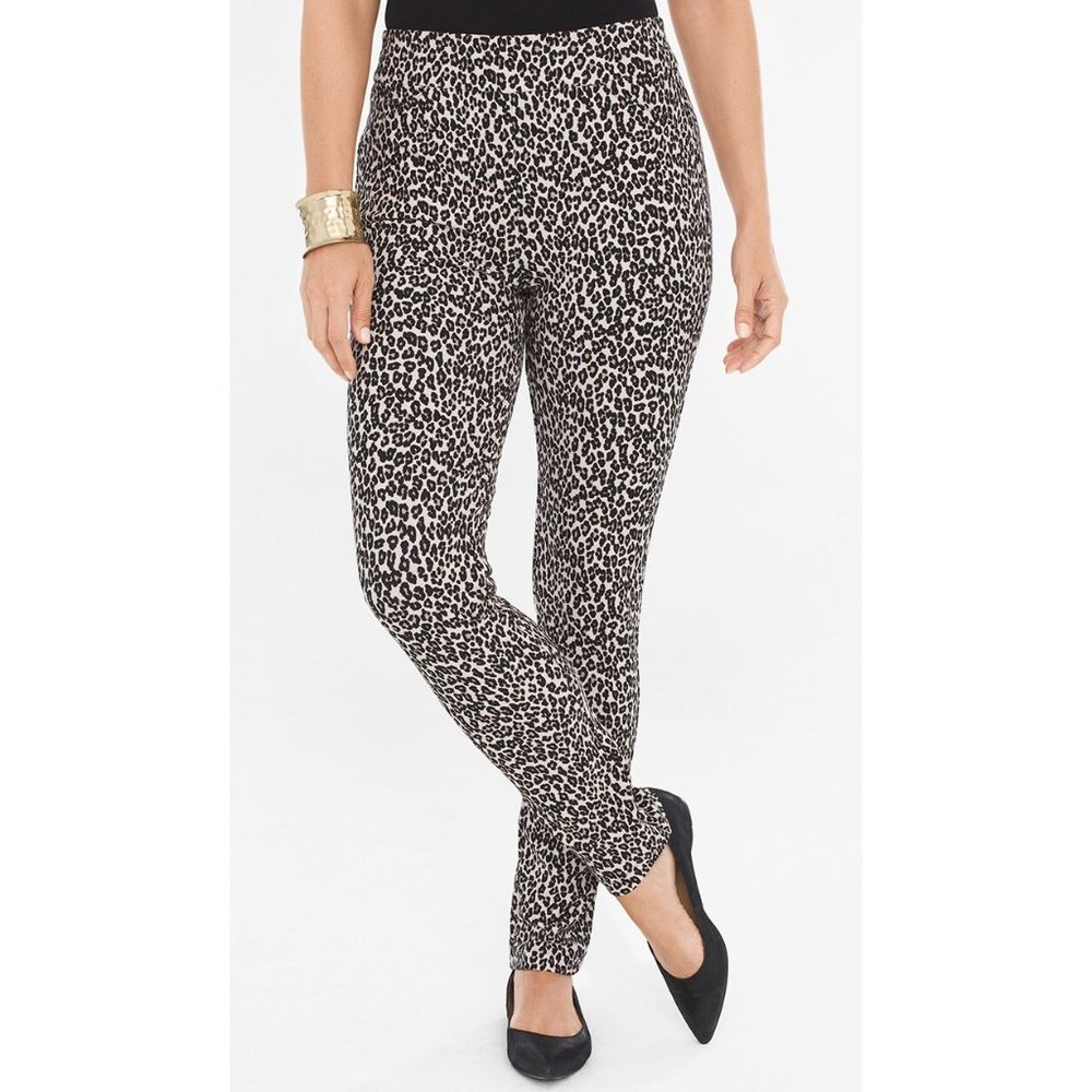Travelers Collection by Chico's | Cheetah-Print Crepe Pants | Size 3 (US XL/16)
